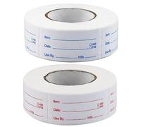 HXMJIED 2 rollos de calcomanías para alimentos, etiquetas de congelador de 5 x 2,5 cm, 1000 etiquetas de fecha rojas y azules, autoadhesivas, extraíbles, para almacenamiento de alimentos y marcado de