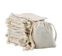 HXMJIED 20 Bolsas de Algodón con Doble Cordón 8 x 10 cm para Joyas, Pulseras y Cuentas - Lino y Arpillera