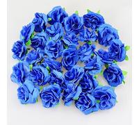 HXMJIED 50 cabezas de flores artificiales, flores azules rey, rosas falsas, ramo de flores artificiales de tacto real, flores artificiales para decoración del hogar y jardín