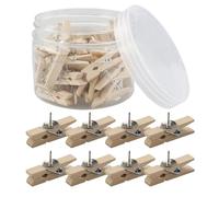 HXMJIED 50 chinchetas con clips de madera, pines de mapa de puntos de acero, clips de papel, chinchetas para tablero de anuncios de corcho, tableros de anuncios