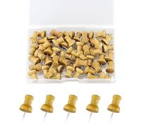HXMJIED 50 chinchetas de madera y acero, para carteles, notas y tableros de corcho