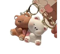 HXNH 1 par de llaveros magnéticos con diseño de oso, hechos a mano, de resina, para él y ella, regalo de aniversario, regalo de amor, llavero