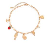 HXNH Elegante collar dorado de conchas marinas para mujeres de moda con un colgante de cruces y dije inspirado en la playa, diseño casual de cola de pez, talla única, como se describe, como se