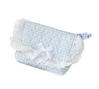 HXNH Estuche bandolera de algodón con ribete de encaje y correa de hombro desmontable, organizador de maquillaje para estudiantes y mujeres, estuche de algodón cruzado, Blue