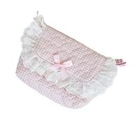 HXNH Estuche bandolera de algodón con ribete de encaje y correa de hombro desmontable, organizador de maquillaje para estudiantes y mujeres, estuche de algodón cruzado, a