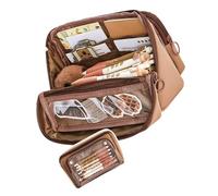 HXNH Estuche de gran capacidad para niñas, organizador de papelería escolar, estuche para organizar bolígrafos y accesorios, Color café