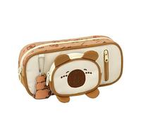 HXNH Estuche para lápices de animales de gran capacidad, estuche para lápices estéticos, estuches para bolígrafos, portalápices para estudiantes, capibara, gran capacidad, para la escuela, Café poco