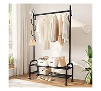 hxoity Barras Para Colgar Ropa De Una Sola Barra Carro Metálico Resistente Para Abrigos Con Estantes Inferiores De Almacenamiento Y 4 Ruedas Perchero Portátil Y Móvil Para La Entrada Del Dormitorio