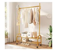 hxoity Barras Para Colgar Ropa De Una Sola Barra Carro Metálico Resistente Para Abrigos Con Estantes Inferiores De Almacenamiento Y 4 Ruedas Perchero Portátil Y Móvil Para La Entrada Del Dormitorio