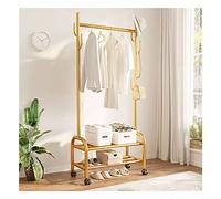 hxoity Barras Para Colgar Ropa De Una Sola Barra Carro Metálico Resistente Para Abrigos Con Estantes Inferiores De Almacenamiento Y 4 Ruedas Perchero Portátil Y Móvil Para La Entrada Del Dormitorio