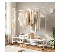 hxoity Barras Para Colgar Ropa De Una Sola Barra Carro Metálico Resistente Para Abrigos Con Estantes Inferiores De Almacenamiento Y 4 Ruedas Perchero Portátil Y Móvil Para La Entrada Del Dormitorio