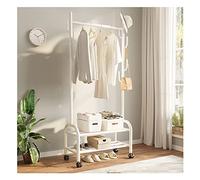 hxoity Barras Para Colgar Ropa De Una Sola Barra Carro Metálico Resistente Para Abrigos Con Estantes Inferiores De Almacenamiento Y 4 Ruedas Perchero Portátil Y Móvil Para La Entrada Del Dormitorio