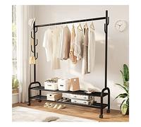 hxoity Barras Para Colgar Ropa De Una Sola Barra Carro Metálico Resistente Para Abrigos Con Estantes Inferiores De Almacenamiento Y 4 Ruedas Perchero Portátil Y Móvil Para La Entrada Del Dormitorio