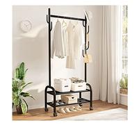 hxoity Barras Para Colgar Ropa De Una Sola Barra Carro Metálico Resistente Para Abrigos Con Estantes Inferiores De Almacenamiento Y 4 Ruedas Perchero Portátil Y Móvil Para La Entrada Del Dormitorio