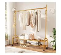 hxoity Barras Para Colgar Ropa De Una Sola Barra Carro Metálico Resistente Para Abrigos Con Estantes Inferiores De Almacenamiento Y 4 Ruedas Perchero Portátil Y Móvil Para La Entrada Del Dormitorio