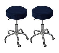 HXOUTGKP Fundas de Terciopelo para Taburetes Redondos de Bar, Fundas para Taburetes de Bar, Juego de 2/4/6 Fundas./Bleu Marine/2 Pièces