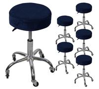 HXOUTGKP Fundas de Terciopelo para Taburetes Redondos de Bar, Fundas para Taburetes de Bar, Juego de 2/4/6 Fundas./Bleu Marine/6 Pièces
