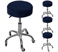 HXOUTGKP Fundas de Terciopelo para Taburetes Redondos de Bar, Fundas para Taburetes de Bar, Juego de 2/4/6 Fundas./Bleu Marine/4 Pièces