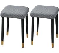 HXOUTGKP Stretch Ottoman Cover, Soft Elastic Ottoman Slipcover Ottoman Storage Bench Covers/K Grey/Set Of 2