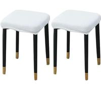 HXOUTGKP Stretch Ottoman Cover, Soft Elastic Ottoman Slipcover Ottoman Storage Bench Covers/White/Set Of 2