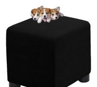 HXOUTGKP Stretch Square Slipcovers Jacquard Ottoman Footstool Protect Cover Washable/#2/75 * 75 cm