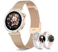 HXQHSTBG Reloj Inteligente para Mujeres 1,19" AMOLED Smartwatch con Llamadas, Función Femenina, Monitorear Sueño/SpO2/Frecuencia Cardíaca, 120+ Modos Deportivos,Podómetro, IP67 Android iOS, Oro Rosa