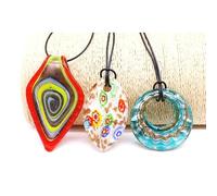 HXSCOO 3 uds Mezcla Colores Estilo Chino Diferentes Formas Cristal Murano Lampwork Colgante Collar for Wonmen Regalo de joyería (Color : 4)