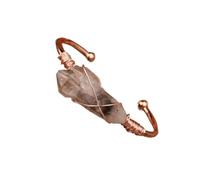 HXSCOO Alambre de Cobre Dorado Envuelto en Bruto, Diamantes Herkimer, Cuentas de Punta de Cuarzo, Cuentas Redondas de labradorita, brazaletes Abiertos, Pulseras, joyería (Color : Rose Gold)