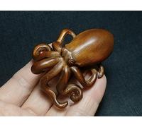 HXSCOO Boj japonés Tallado a Mano Pulpo pez Figura Estatua netsuke Coleccionable decoración Regalo