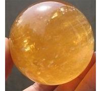 HXSCOO Bola de Esfera de Cristal de Cuarzo de calcita citrina Natural Amarilla de 40MM, decoración de Piedras Preciosas curativas