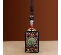 HXSCOO Colgante Thangka de Nepal for Hombre, Collar Retro de Buda de ébano, Madre Verde, Manjusri, Colgante de Cadena de Lana, Amuleto Femenino, patrón de la Suerte (Color : Nepal Green Tara)