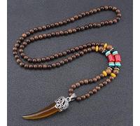 HXSCOO Collar con Colgante de Cuentas de Madera Mala Budista de Nepal Hecho a Mano, Colgante Largo étnico de Estilo Bohemio Hippie for Hombres y Mujeres, Regalos de joyería de la Suerte (Color : 2)
