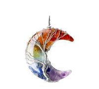 HXSCOO Collar de 7 Chakras, Lunas Naturales, Piedra de Cristal, curación Natural, Collar de Cadena con Colgante de Cuarzo Reiki (Color : 7 Chakra)