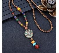 HXSCOO Collar étnico Hecho a Mano Indio Bohemio Nepal Mala Budista Cuentas de Madera Colgante de pez Tibetano Collares Largos llamativos Mujeres Hombres (Color : 10)