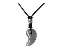 HXSCOO Collar Magatama, Collar de Hombre, Joyería de ágata Gris, Piedra Magatama, Joyería de Piedra curativa, Regalo for Hombres