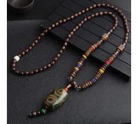 HXSCOO Collar Vintage Hecho a Mano de Nepal, Colgante y Collar de Cuentas de Madera Mala Budista, Cuerno étnico, pez, joyería Larga llamativa for Mujeres y Hombres (Color : Style3)