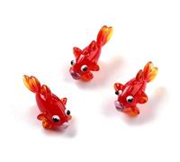 HXSCOO Cuentas de Murano Hechas a Mano de pez Dorado, Cuentas de joyería Sueltas de Animales Bonitos for Pulsera, Pendientes, Abalorios, fabricación de Accesorios DIY (Color : Rojo)