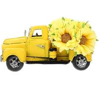 HXSCOO Decoración de camión Amarillo Vintage, decoración de camión de Metal, Modelo de Coche de camión de Granja for Centro de Mesa de día, Adorno de Fiesta en casa
