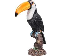 HXSCOO Estatua de tucán en tocón, esculturas de pájaros de Resina, Escultura de pájaro tucán for decoración del hogar