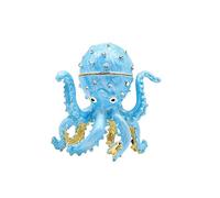 HXSCOO Figuritas de Animales esmaltadas pintadas a Mano, Caja de baratija de joyería con bisagras, Soporte de Anillo Coleccionable, Collar de Concha, Caja de Pendientes (Color : Blue Octopus)
