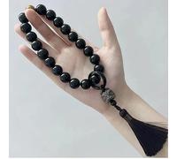 HXSCOO Imitación de obsidiana Mano pequeña Giro Cuentas Transferencia Juego Cadena Placa Dedo Correr Anillo León Pulsera Buda Rosario Salud (Color : Black)