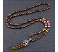 HXSCOO Nepal Largo Budista Mala Madera con Cuentas Buey Cuerno Colgante y Collar étnico Bohemio Buda joyería de la Suerte (Size : Style1)