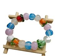 HXSCOO Pulsera de Caqui Hecha a Mano for Mujer | Joyería única de Cuentas de oración de Vidrio(Orchidmixedcolor)