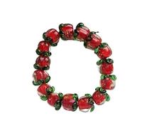 HXSCOO Pulsera de Caqui Hecha a Mano for Mujer | Joyería única de Cuentas de oración de Vidrio(Rojo)