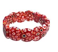 HXSCOO Pulsera de Cuerda elástica con Esmalte de Colores de Flores Hecha a Mano for Mujer, Regalo de joyería DIY(Mediumredfloral)