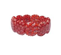 HXSCOO Pulsera de Cuerda elástica con Esmalte de Colores de Flores Hecha a Mano for Mujer, Regalo de joyería DIY(Redthousandflowers)