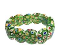 HXSCOO Pulsera de Cuerda elástica con Esmalte de Colores de Flores Hecha a Mano for Mujer, Regalo de joyería DIY(Mediumgreenfloral)