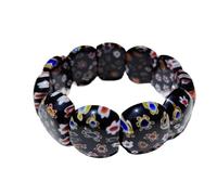 HXSCOO Pulsera de Cuerda elástica con Esmalte de Colores de Flores Hecha a Mano for Mujer, Regalo de joyería DIY(Color5)