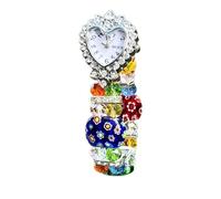 HXSCOO Pulsera De Flores con Cuentas - Pulsera De Cristal Hecha A Mano For Mujer, Elegante Regalo De Joyería