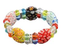 HXSCOO Pulsera de Mujer Hecha a Mano con cordón elástico DIY - Joyería de Cuentas de Cristal de Flores Coloridas(Mixedcolors)